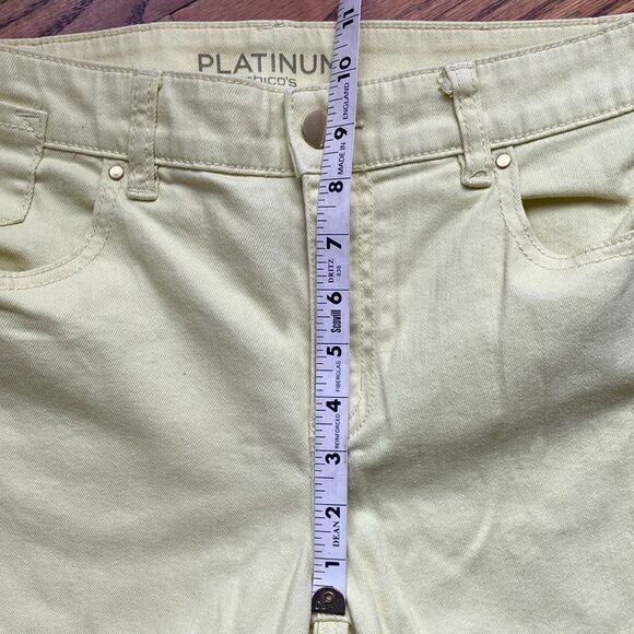 Platinum Chico’s straight Leg Five Pocket Embroidered Jeans Size 8 - Picture 10 of 13